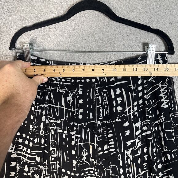Chicos Midi Skirt Women’s Size 1 Black White Abstract 90s Inspired Chiffon Layer - Picture 7 of 14